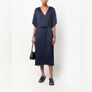 Vince Elegant Navy Blue Pleated Dress